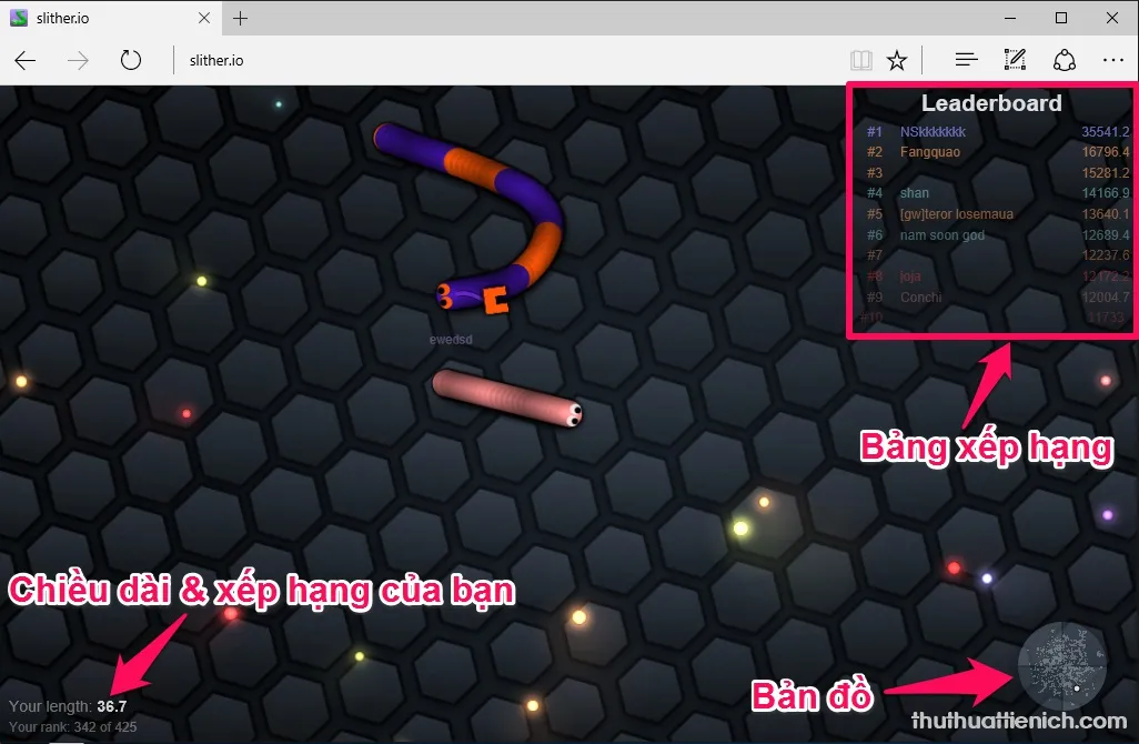 Chơi game Rắn săn mồi Slither.io Online vui vẻ, đẹp mắt, dễ “gây nghiện”