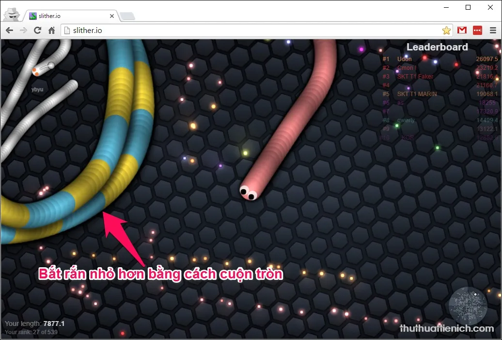 Chơi game Rắn săn mồi Slither.io Online vui vẻ, đẹp mắt, dễ “gây nghiện”