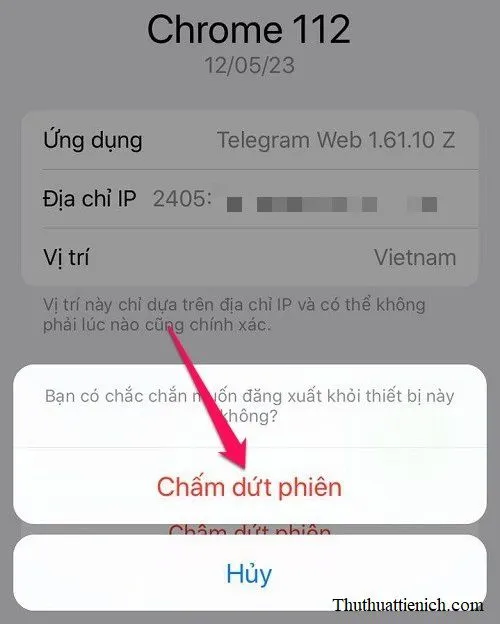 Đăng xuất tài khoản Telegram từ xa trên mọi thiết bị