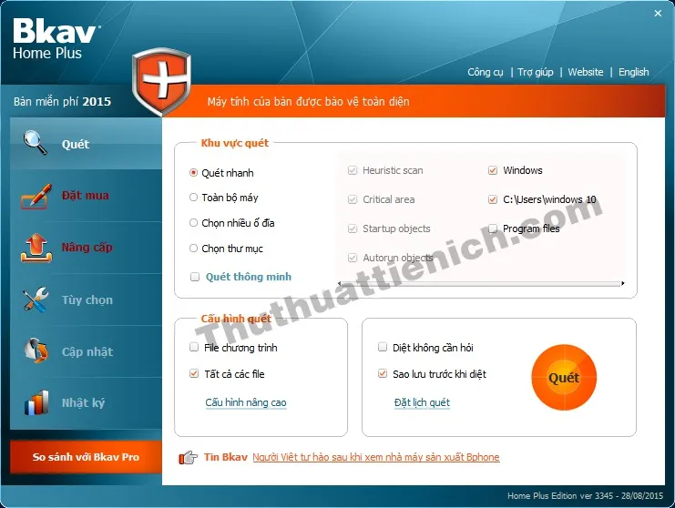 Download BKAV Home Plus Free – Phần mềm diệt virus BKAV miễn phí mới nhất 2016