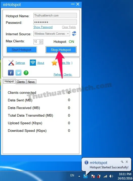 Download, cài đặt, hướng dẫn sử dụng phần mềm phát Wifi mHotspot