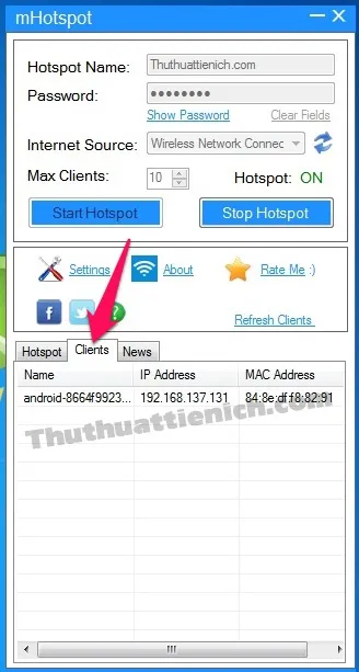 Download, cài đặt, hướng dẫn sử dụng phần mềm phát Wifi mHotspot
