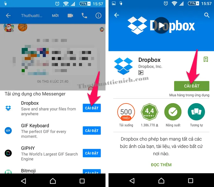 Facebook cho phép chia sẻ tập tin Dropbox trực tiếp qua Messenger