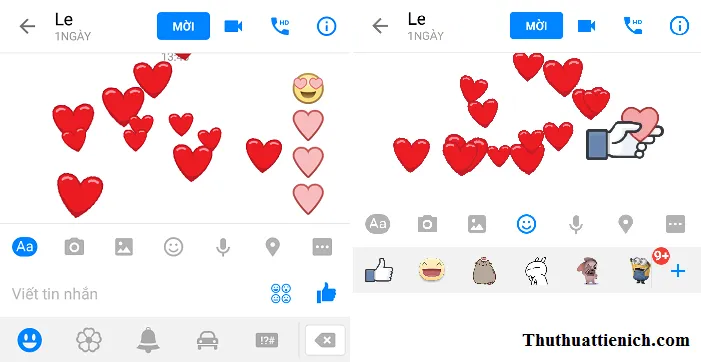 Facebook Messenger cập nhật hiệu ứng tình yêu “bong bóng trái tim”