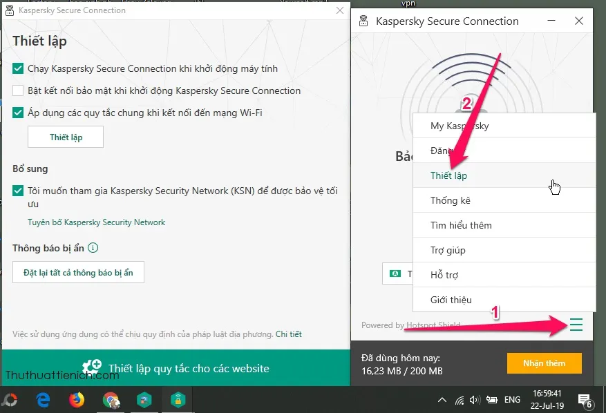 Fake IP đơn giản, miễn phí bằng phần mềm Kaspersky VPN