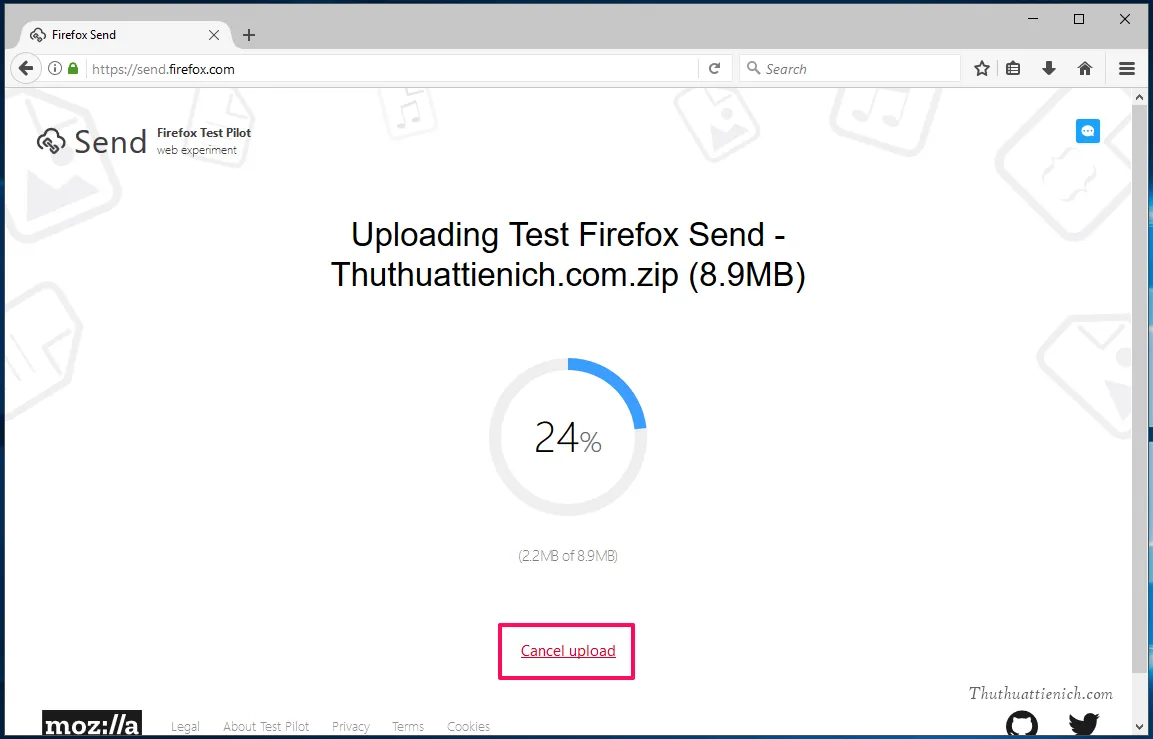 Firefox Send – Chia sẻ tập tin qua mạng miễn phí, đơn giản, mã hóa, tồn tại 24h