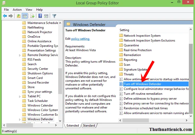 Hướng dẫn bật/tắt phần mềm Windows Defender trên Windows 8/8.1 chi tiết bằng hình ảnh