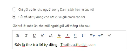 Hướng dẫn bật/tắt tự động trả lời thư trên Outlook/Hotmail