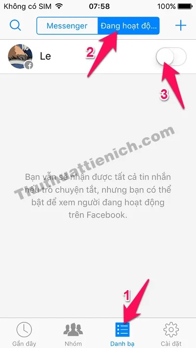 Hướng dẫn cách ẩn nick (Offline) trên ứng dụng Facebook Messenger