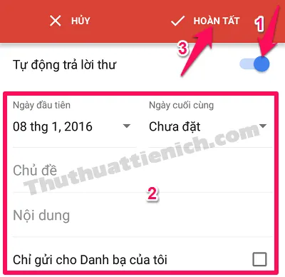 Hướng dẫn cách bật/tắt tự động trả lời thư khi sử dụng Gmail