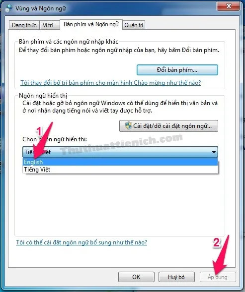 Hướng dẫn cách cài đặt ngôn ngữ, giao diện tiếng Việt cho Windows 7