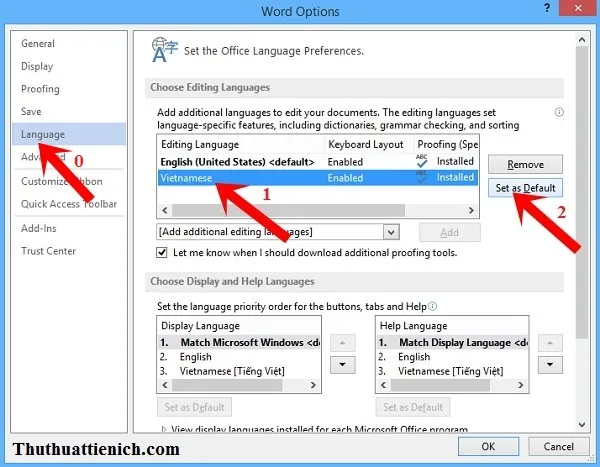 Hướng dẫn cách cài đặt tiếng Việt cho bộ phần mềm Office 2013