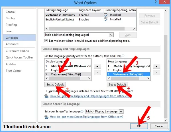 Hướng dẫn cách cài đặt tiếng Việt cho bộ phần mềm Office 2013
