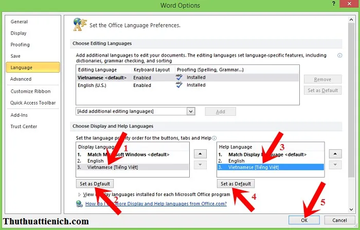 Hướng dẫn cách cài đặt tiếng Việt cho Office 2010