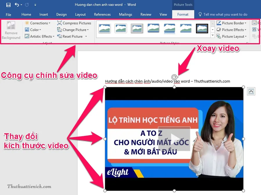 Hướng dẫn cách chèn ảnh/video vào Word mọi phiên bản