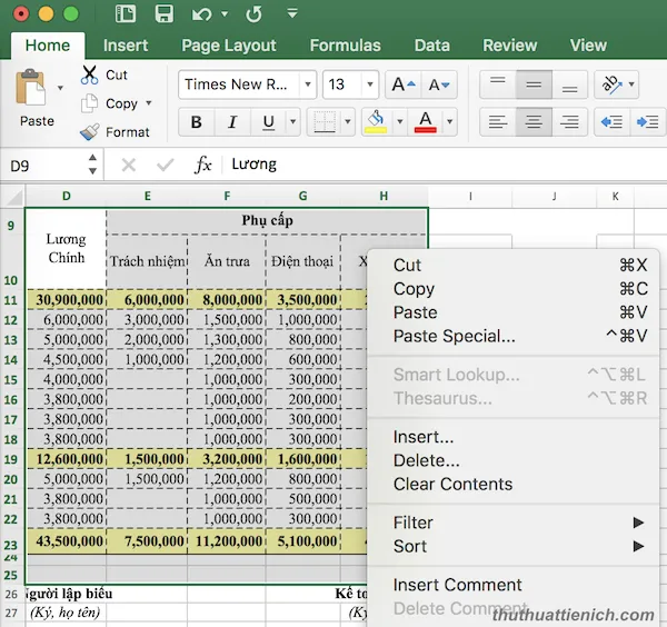 Hướng dẫn cách copy dữ liệu excel sang word