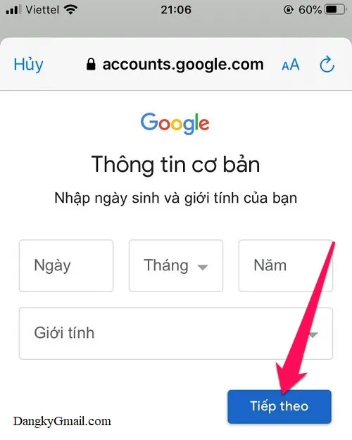 Hướng dẫn cách đăng ký tạo tài khoản Gmail mới trên điện thoại