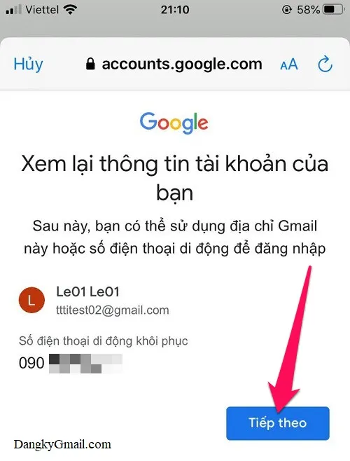 Hướng dẫn cách đăng ký tạo tài khoản Gmail mới trên điện thoại