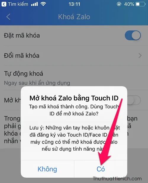 Hướng dẫn cách đặt mã khóa, bật touch ID cho Zalo (điện thoại & máy tính)