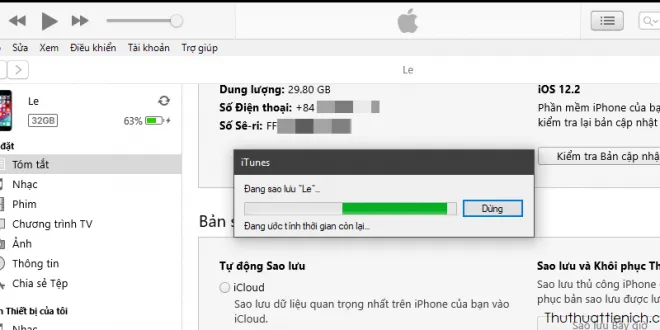 Hướng dẫn cách sao lưu (backup) iPhone/iPad bằng iTunes trên máy tính