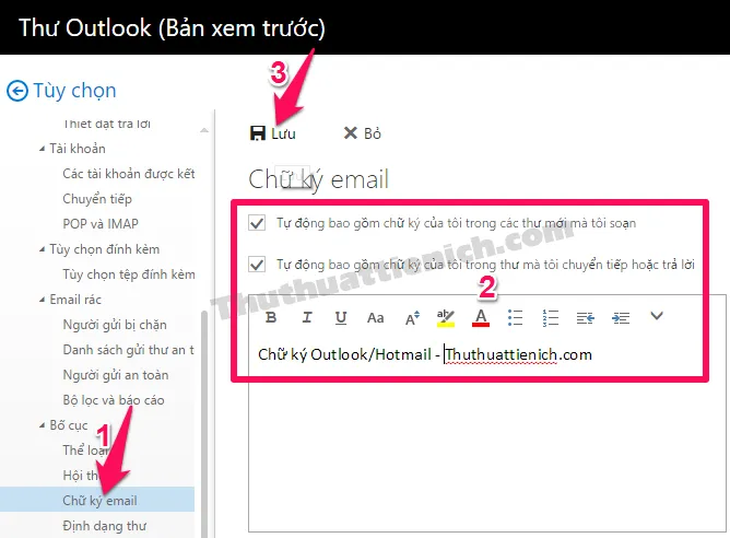 Hướng dẫn cách tạo chữ ký trên Outlook/Hotmail nhanh nhất