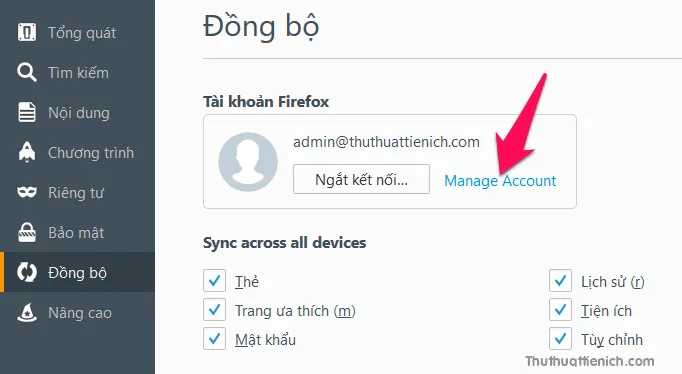 Hướng dẫn cách tạo/đổi mật khẩu/xóa một tài khoản Firefox