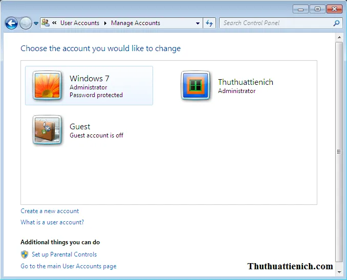 Hướng dẫn cách tạo/xóa người dùng mới trên Windows 7