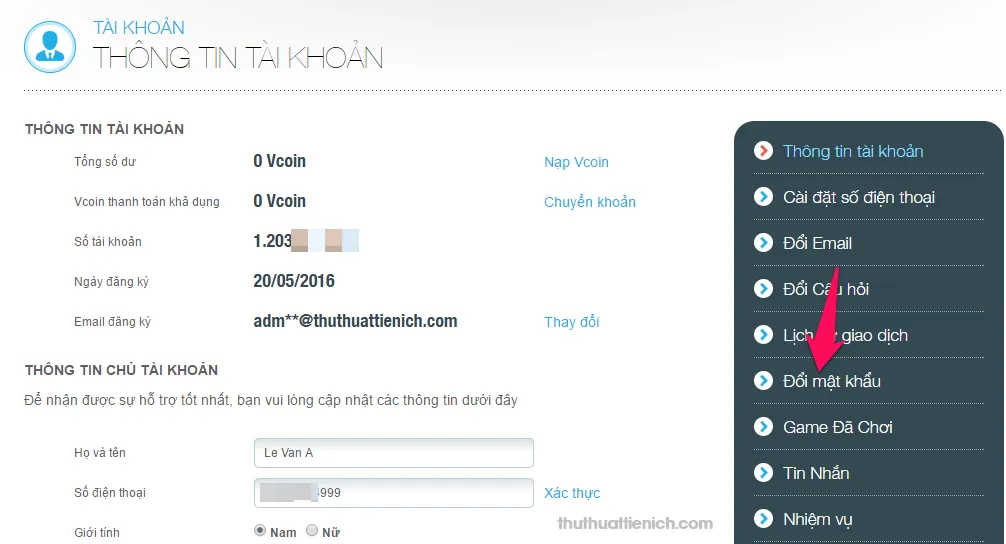 Hướng dẫn cách thay đổi mật khẩu tài khoản VTC nhanh nhất