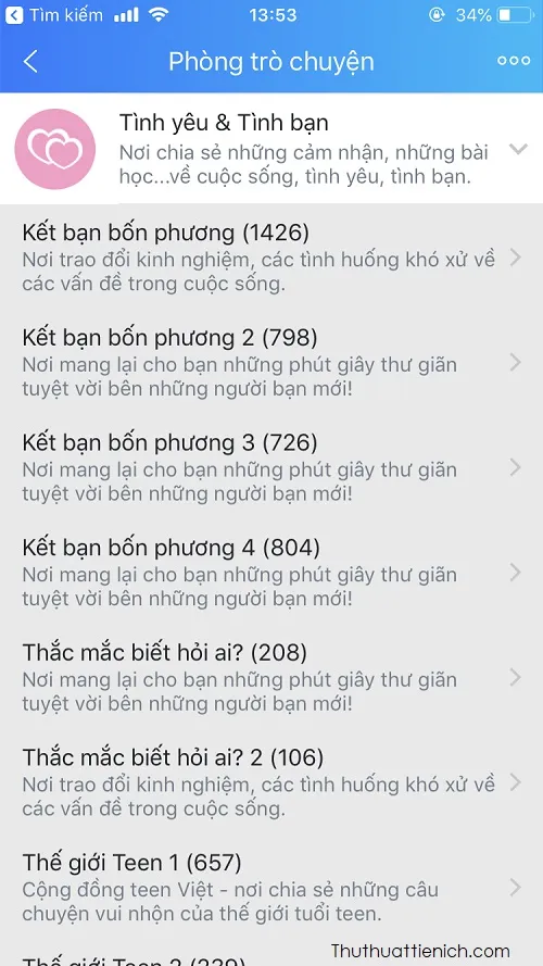 Hướng dẫn cách vào phòng Chat (phòng trò chuyện) Zalo