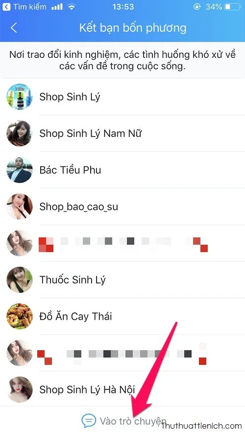 Hướng dẫn cách vào phòng Chat (phòng trò chuyện) Zalo