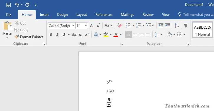 Hướng dẫn cách viết số mũ, phân số, công thức toán học, hóa học trong Word