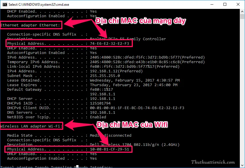 Hướng dẫn cách xem địa chỉ MAC của máy tính