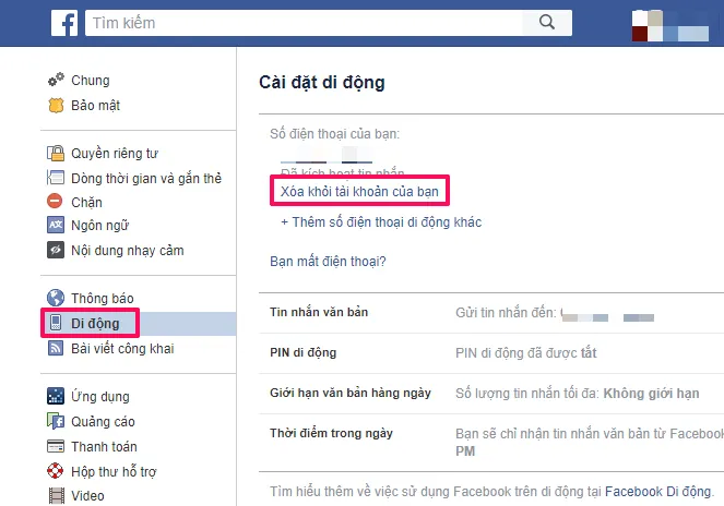 Hướng dẫn cách xóa và thay đổi số điện thoại trên Facebook