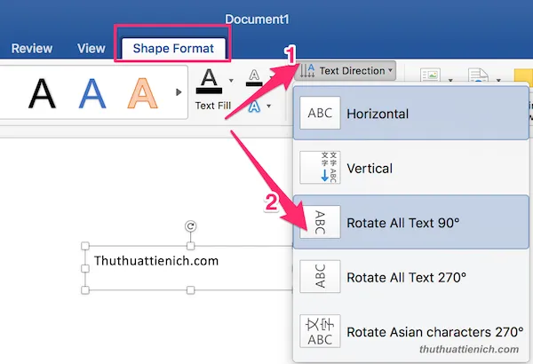 Hướng dẫn cách xoay chữ ngang dọc trong word (2003-2016)