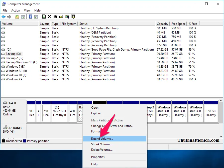 Hướng dẫn chia, gộp & tạo ổ đĩa trên Windows 7/8/8.1/10 không cần phần mềm