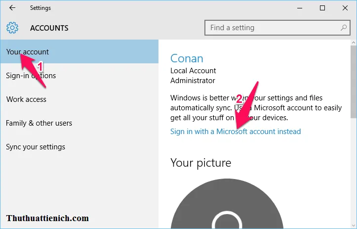 Hướng dẫn chuyển đổi giữa tài khoản Local với tài khoản Microsoft trên Windows 10