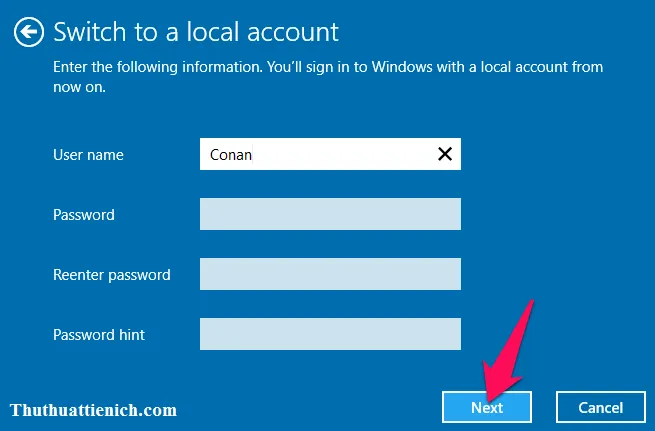 Hướng dẫn chuyển đổi giữa tài khoản Local với tài khoản Microsoft trên Windows 10