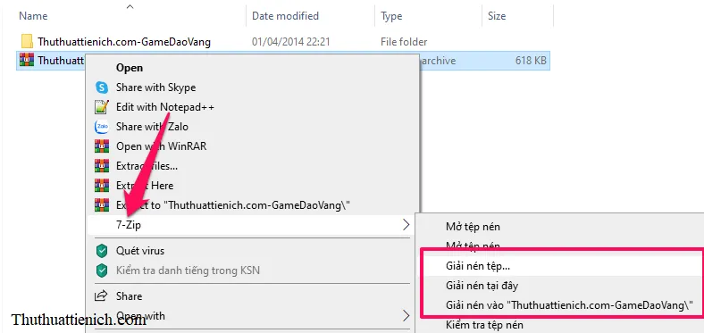 Hướng dẫn giải nén file RAR, ZIP, 7Z bằng phần mềm Winrar & 7-zip