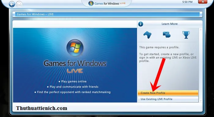 Hướng dẫn tạo tài khoản Game For Windows Live chơi game Offline