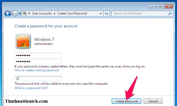 Hướng dẫn tạo, thay đổi, xóa mật khẩu đăng nhập Windows 7