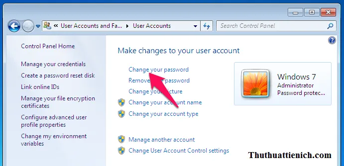 Hướng dẫn tạo, thay đổi, xóa mật khẩu đăng nhập Windows 7