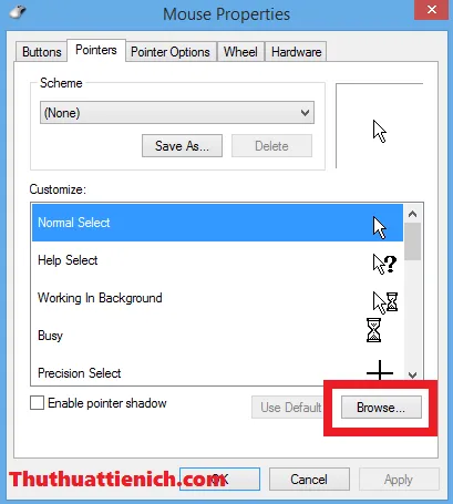 Hướng dẫn thay đổi hình dạng con trỏ chuột trên windows