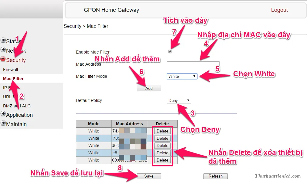 Modem GPON: Hướng dẫn đăng nhập, đổi mật khẩu WIFI, giới hạn WIFI