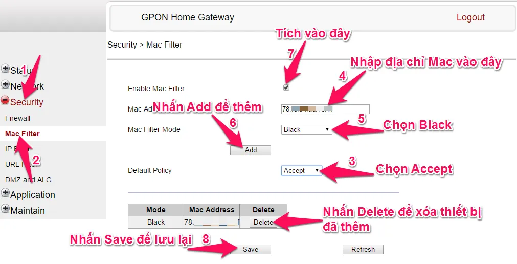 Modem GPON: Hướng dẫn đăng nhập, đổi mật khẩu WIFI, giới hạn WIFI