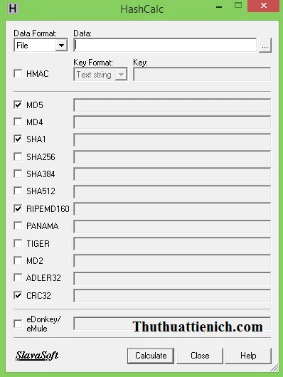 Tải HashCalc – Phần mềm kiểm tra mã MD5, SHA1