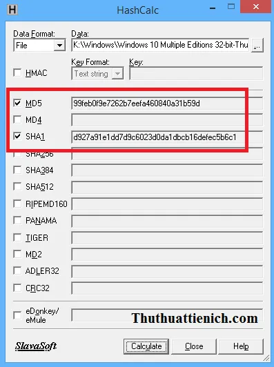 Tải HashCalc – Phần mềm kiểm tra mã MD5, SHA1