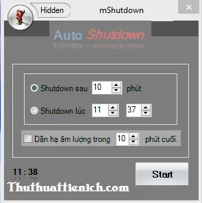 Tải phần mềm hẹn giờ tắt máy tính tiếng Việt mShutdown