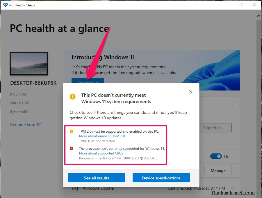 Tải Windows PC Health Check – Phần mềm kiểm tra máy tính chạy được Windows 11 không