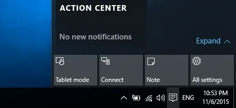 Thay đổi các nút Quick Actions trong Action Center trên Windows 10