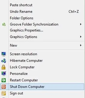 Thêm Shutdown , Restart vào menu chuột phải trong Windows 7, 8, 8.1